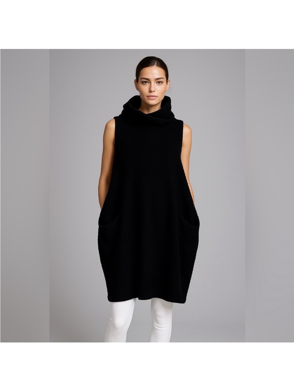 Ruti Black Turtleneck Sleeveless Sweater Dress